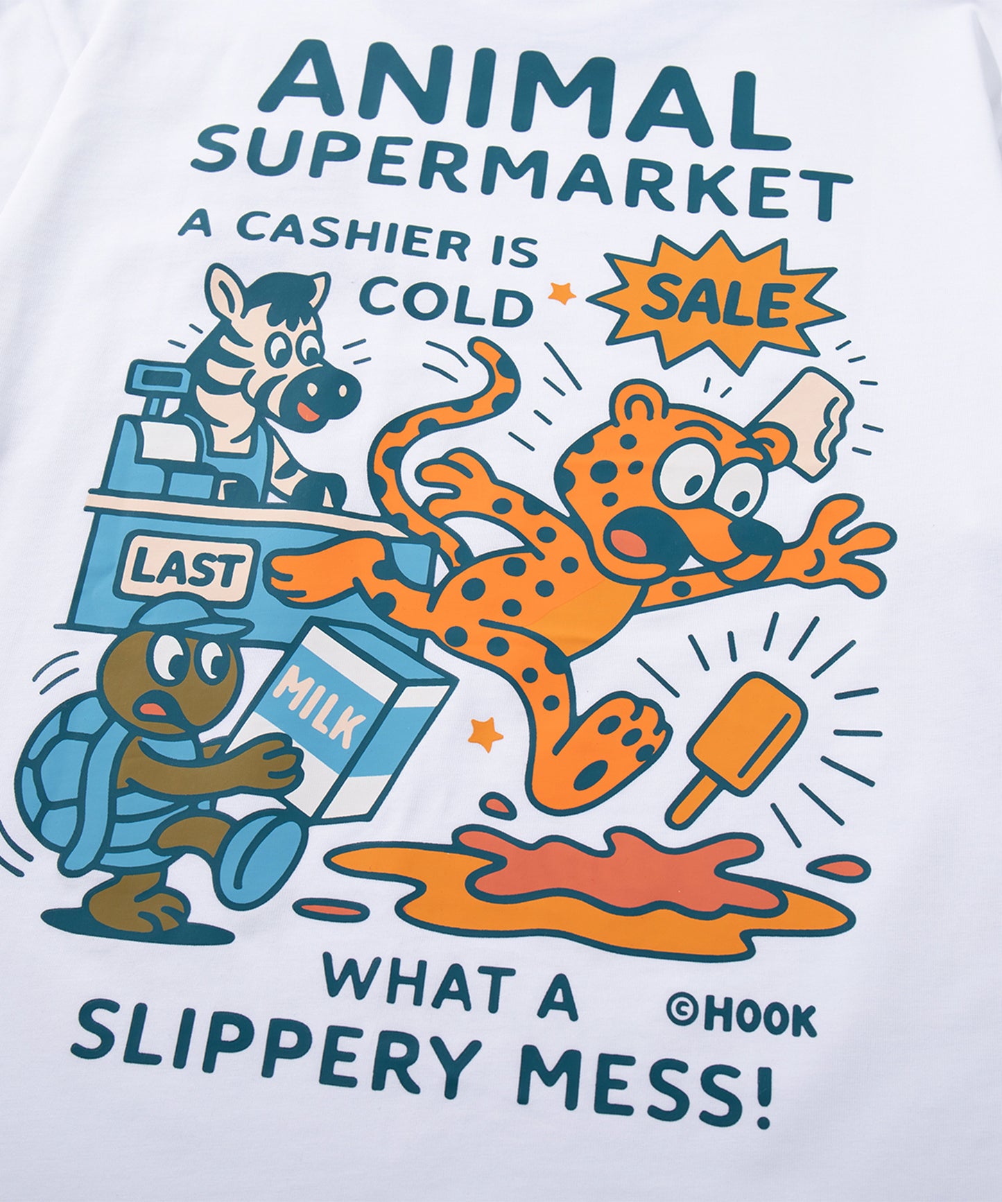 HOOK -original-　ANIMAL SUPERMARKET スリッピーメス バックプリントTシャツ