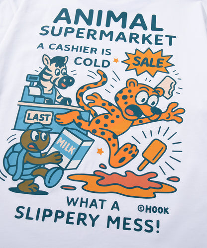HOOK -original-　ANIMAL SUPERMARKET スリッピーメス バックプリントTシャツ