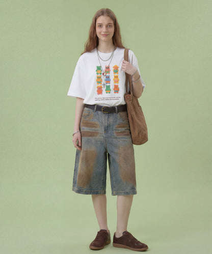 HOOK -original-　ベアグミプリント ビッグシルエットTシャツ