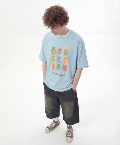 HOOK -original-　ベアグミプリント ビッグシルエットTシャツ
