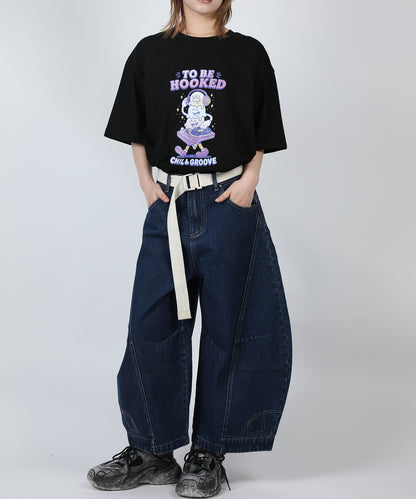 HOOK -original-　フードモチーフ アメリカンカートゥーンプリント ビッグTシャツ