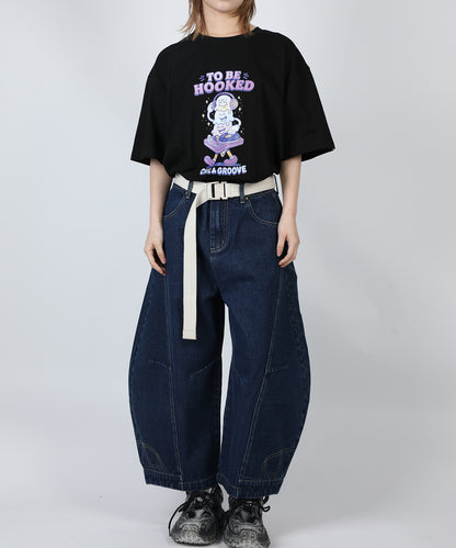HOOK -original-　フードモチーフ アメリカンカートゥーンプリント ビッグTシャツ