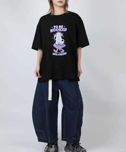 HOOK -original-　フードモチーフ アメリカンカートゥーンプリント ビッグTシャツ