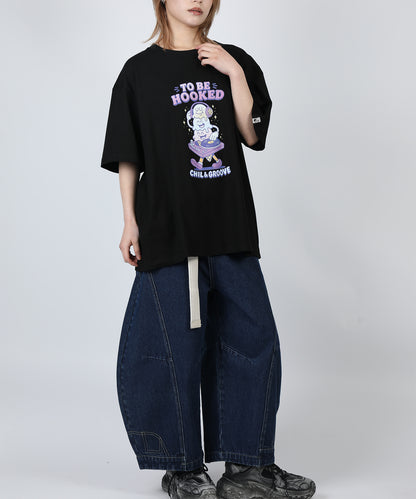 HOOK -original-　フードモチーフ アメリカンカートゥーンプリント ビッグTシャツ