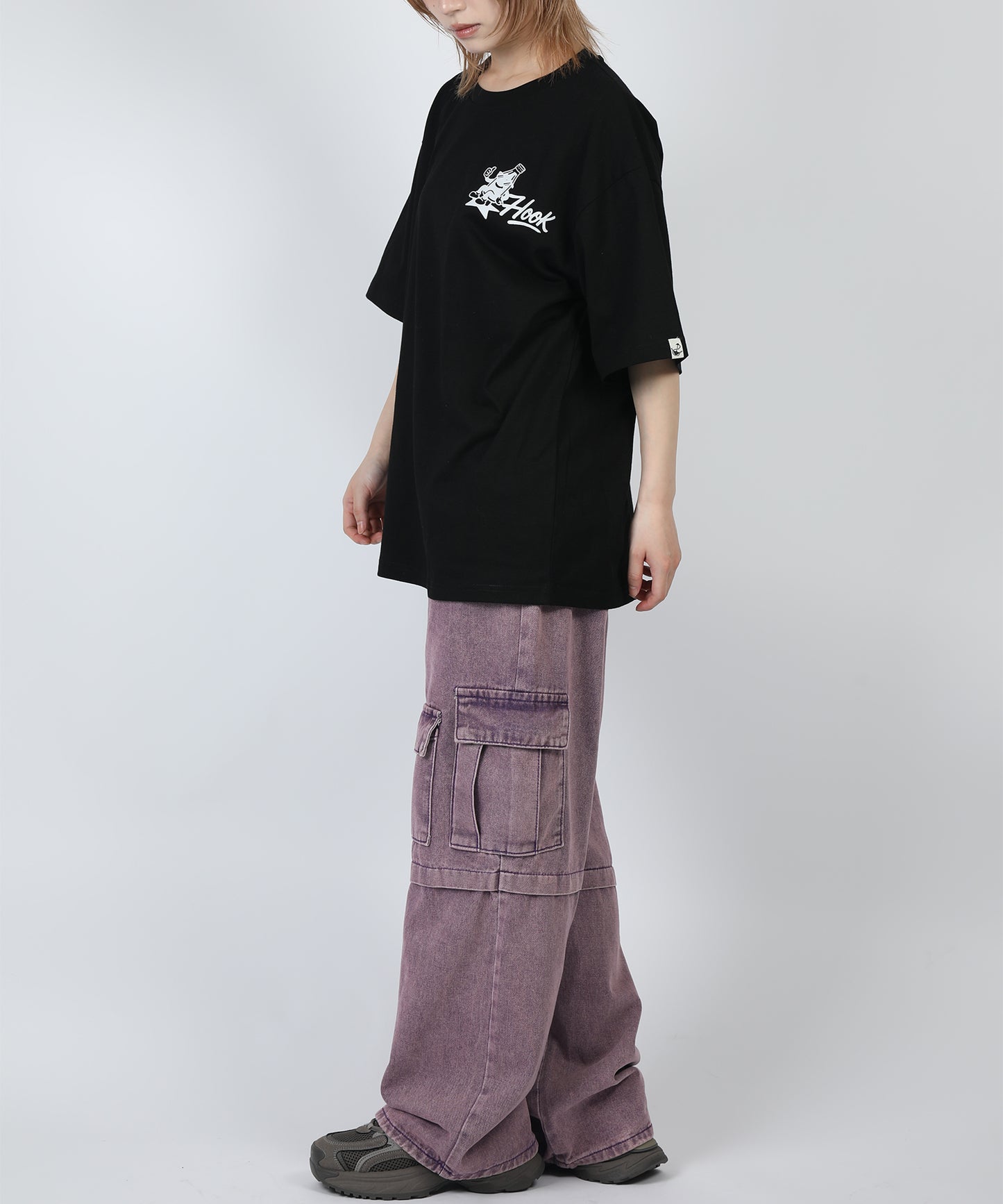 HOOK -original-　フードモチーフ アメリカンカートゥーンプリント ビッグTシャツ