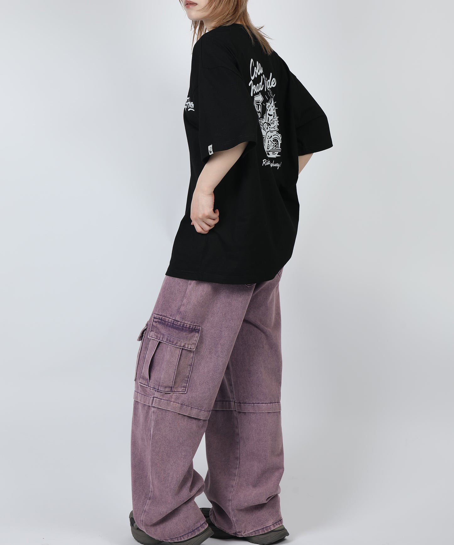 HOOK -original-　フードモチーフ アメリカンカートゥーンプリント ビッグTシャツ
