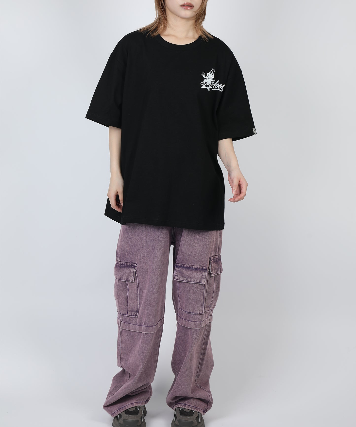 HOOK -original-　フードモチーフ アメリカンカートゥーンプリント ビッグTシャツ