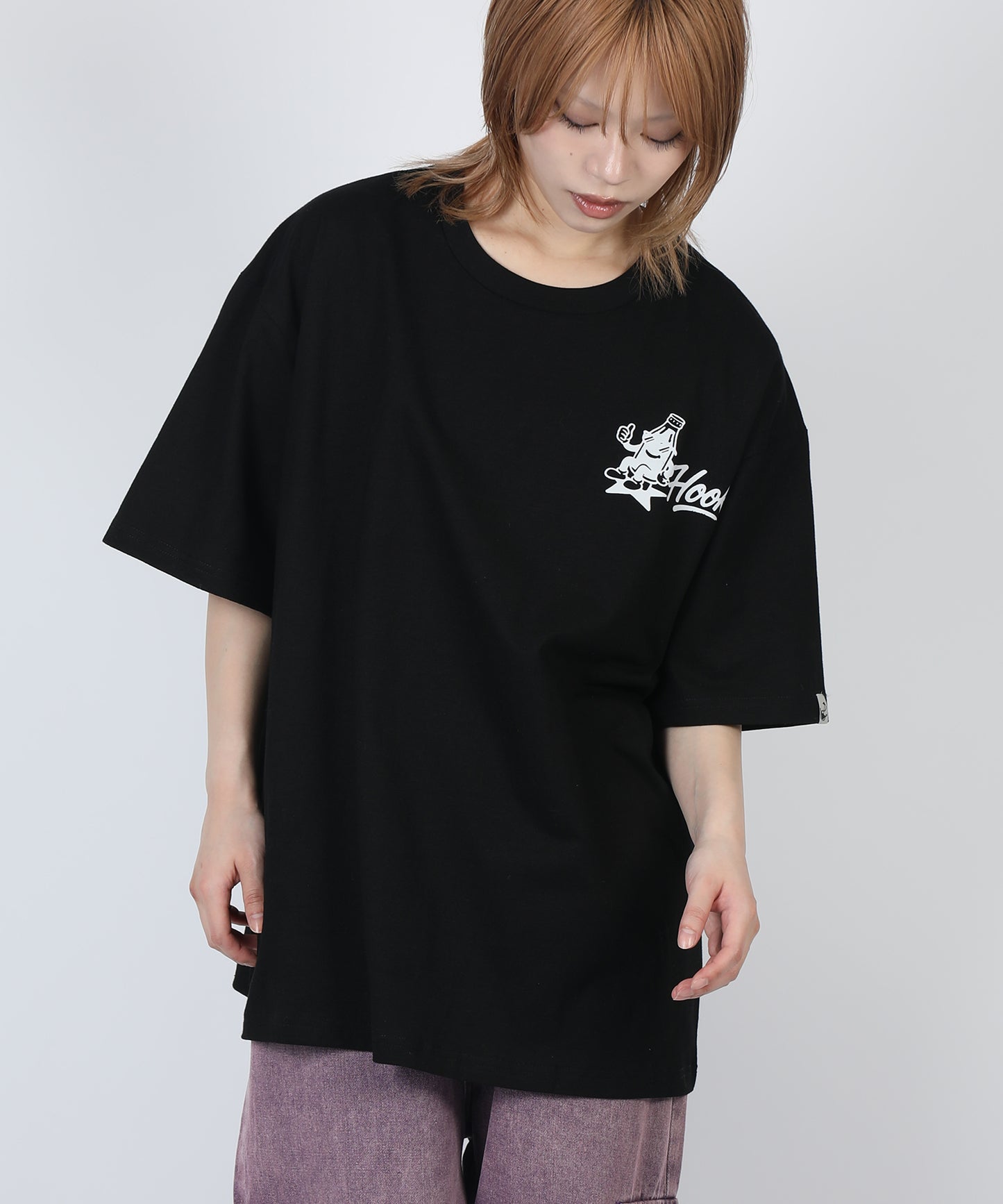 HOOK -original-　フードモチーフ アメリカンカートゥーンプリント ビッグTシャツ