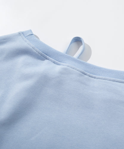 HOOK　for girls -original-　リボンキープリントレースワンショルダーリブトップス