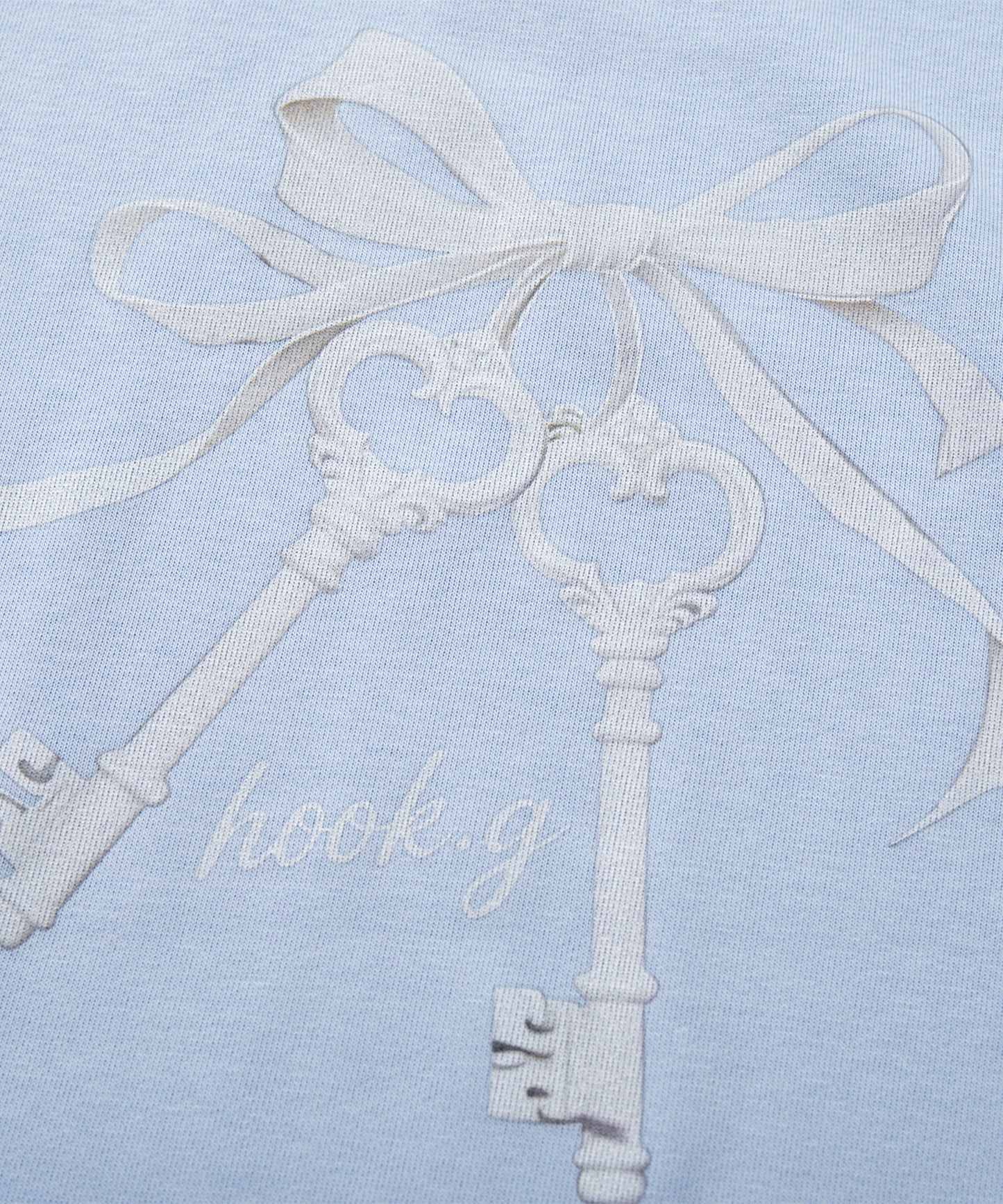 HOOK　for girls -original-　リボンキープリントレースワンショルダーリブトップス