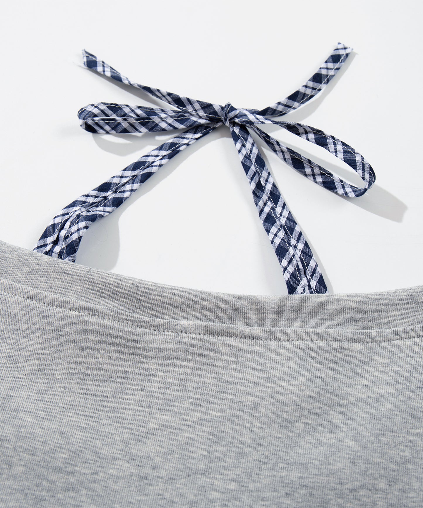 HOOK　for girls -original-　レイヤード風 アメカジ刺繍 チェックペプラムカットソー