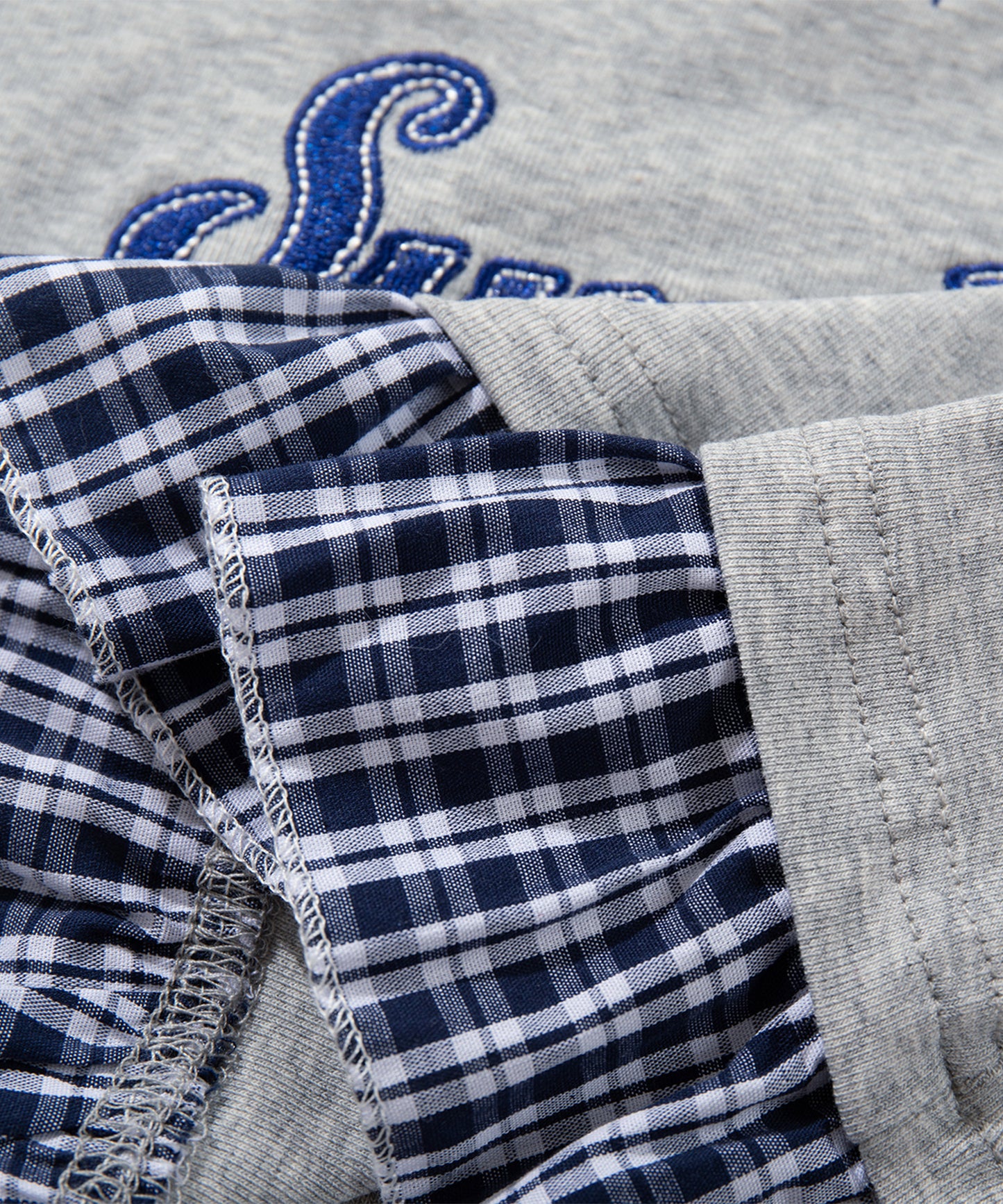 HOOK　for girls -original-　レイヤード風 アメカジ刺繍 チェックペプラムカットソー