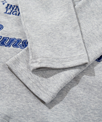 HOOK　for girls -original-　レイヤード風 アメカジ刺繍 チェックペプラムカットソー