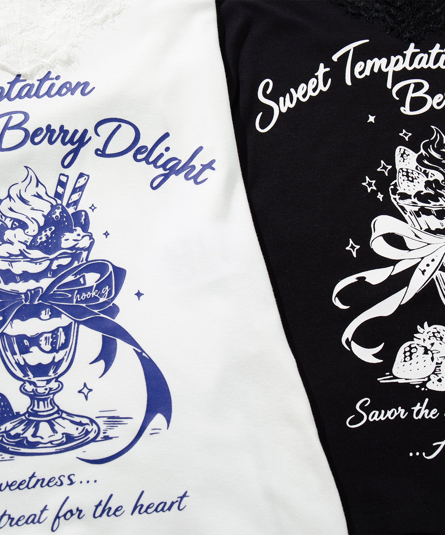 HOOK　for girls -original-　レースVネックプリントシャーリングトップス