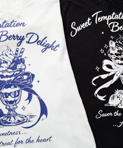 HOOK　for girls -original-　レースVネックプリントシャーリングトップス