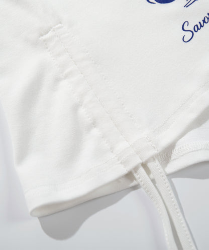 HOOK　for girls -original-　レースVネックプリントシャーリングトップス