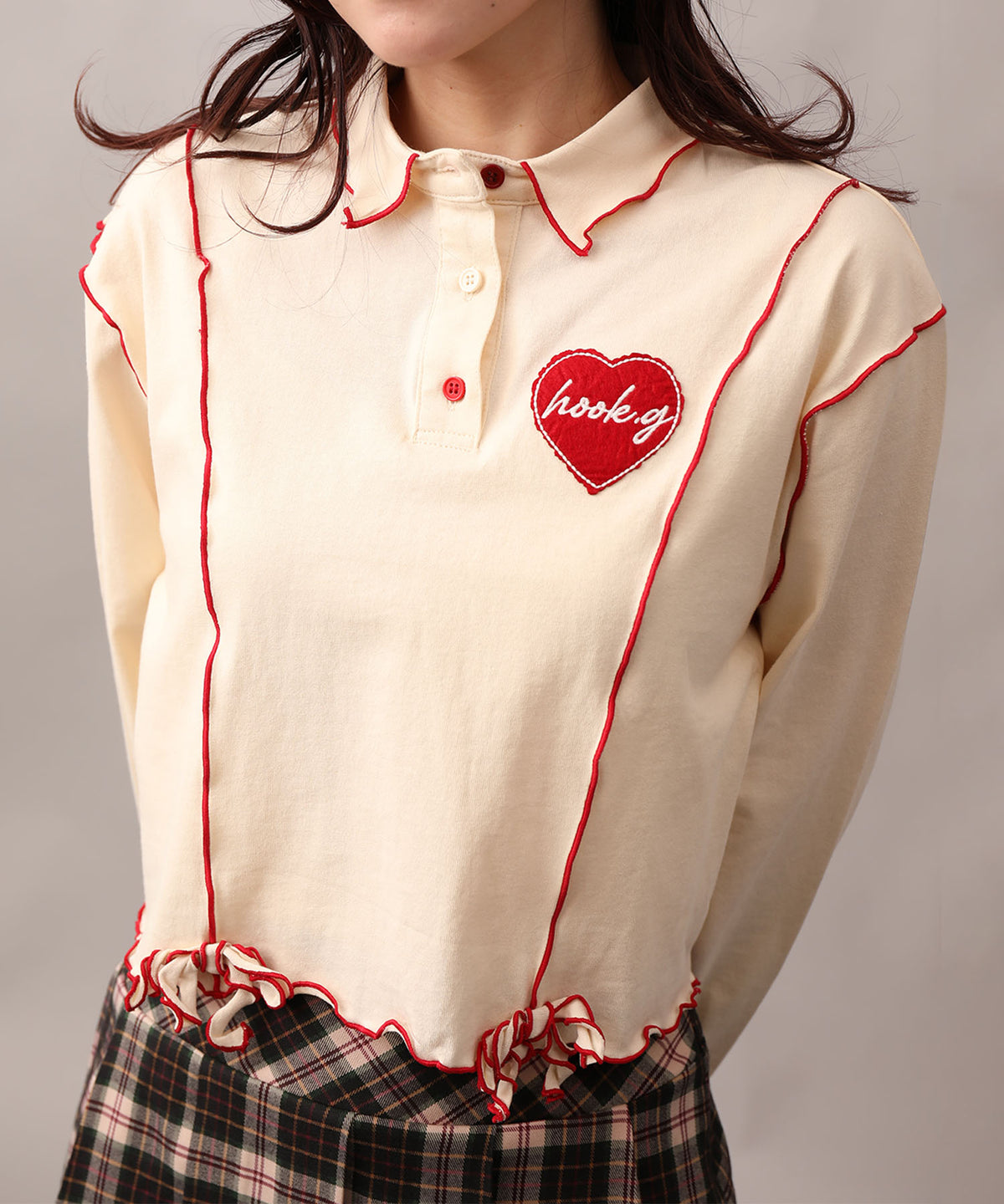 HOOK】for girls 配色巻きロックフリルポロシャツ – 《公式》moremore 