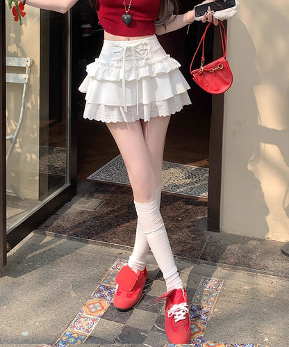 【HOOK】for girls レース切替フリルティアードミニスカート