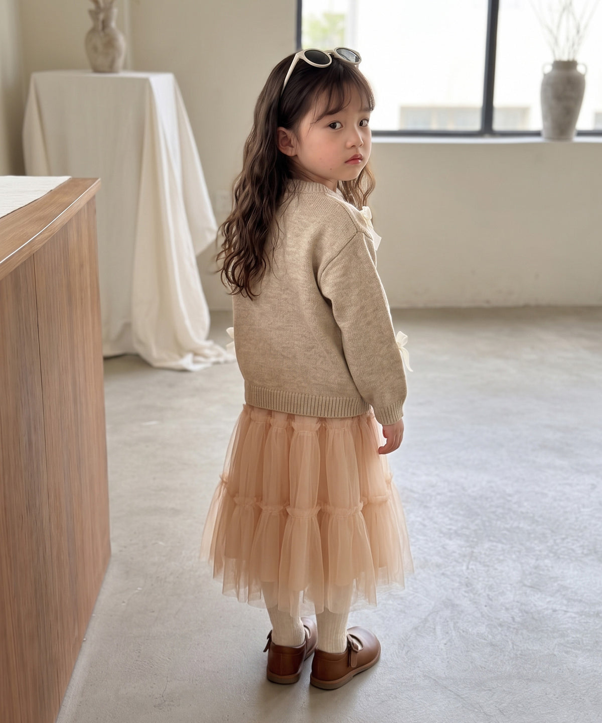【aimoha KIDS】バレエコア リボンニットプルオーバー