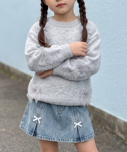 【aimoha KIDS】バレエコア リボンニットプルオーバー