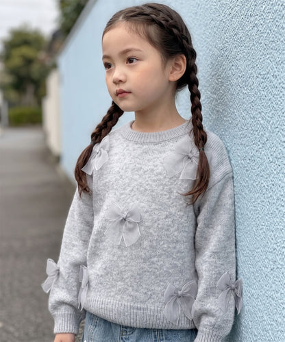 【aimoha KIDS】バレエコア リボンニットプルオーバー