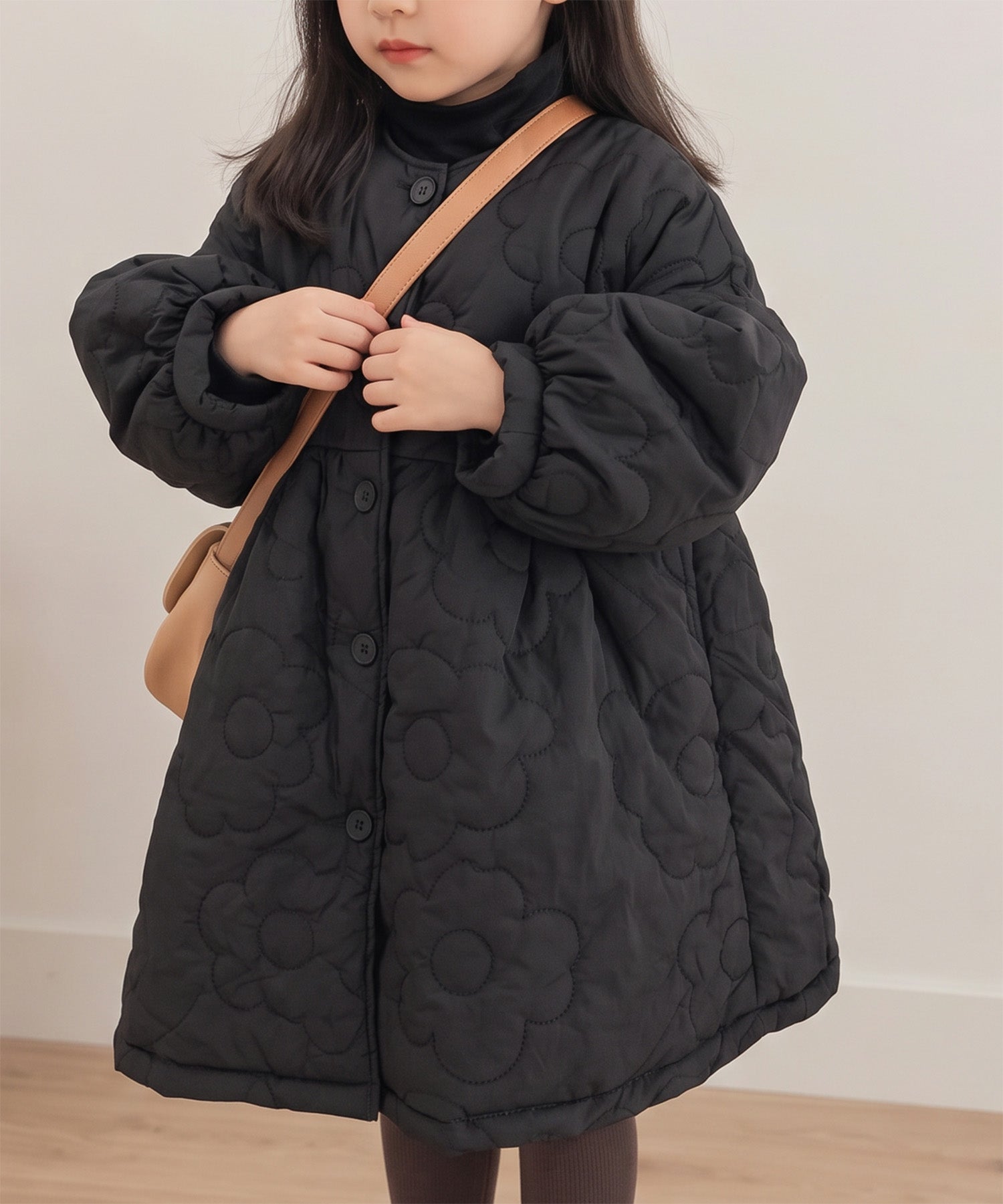 【aimoha KIDS】フラワーキルティング ライト中綿コート