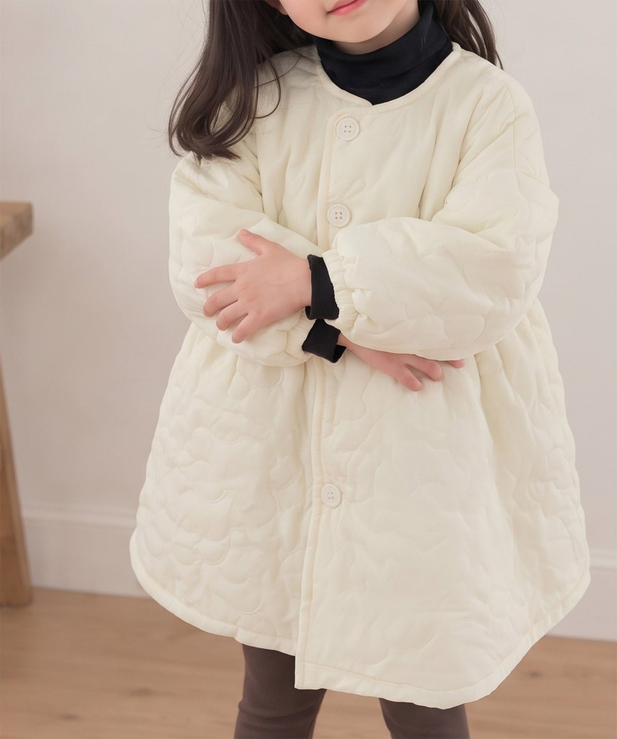 【aimoha KIDS】フラワーキルティング ライト中綿コート