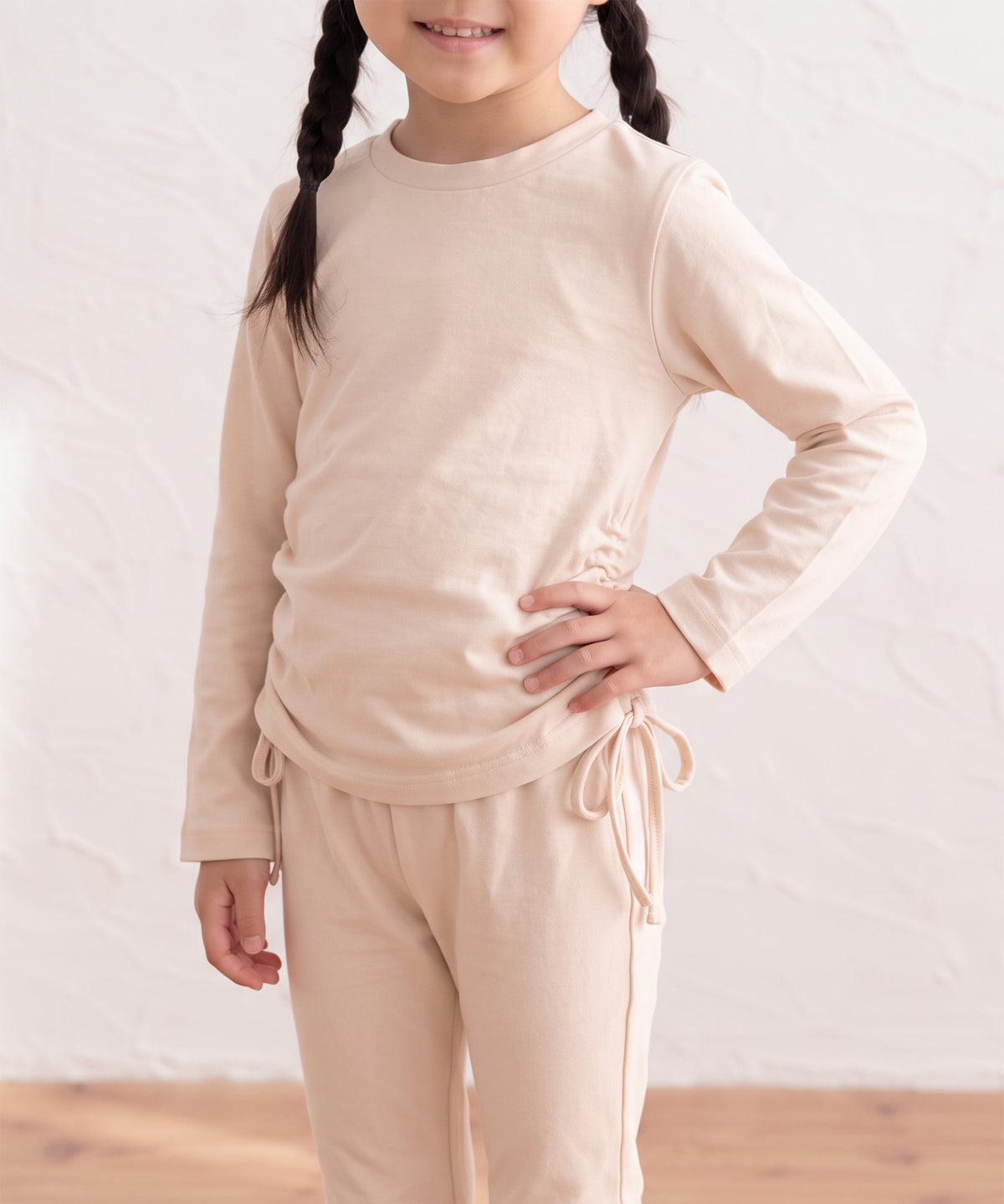 【aimoha KIDS】サイドドロストトップス＆フレアパンツセットアップ