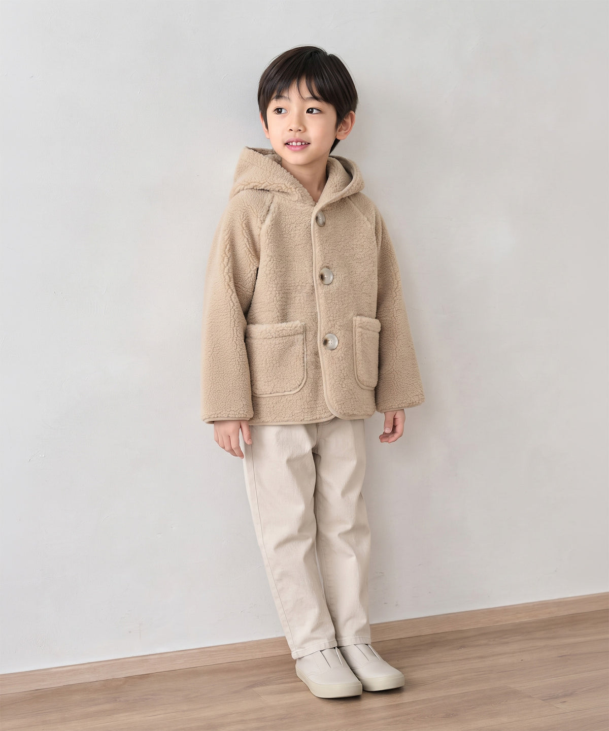 【aimoha KIDS】ふんわりあたたか ボアフードジャケット