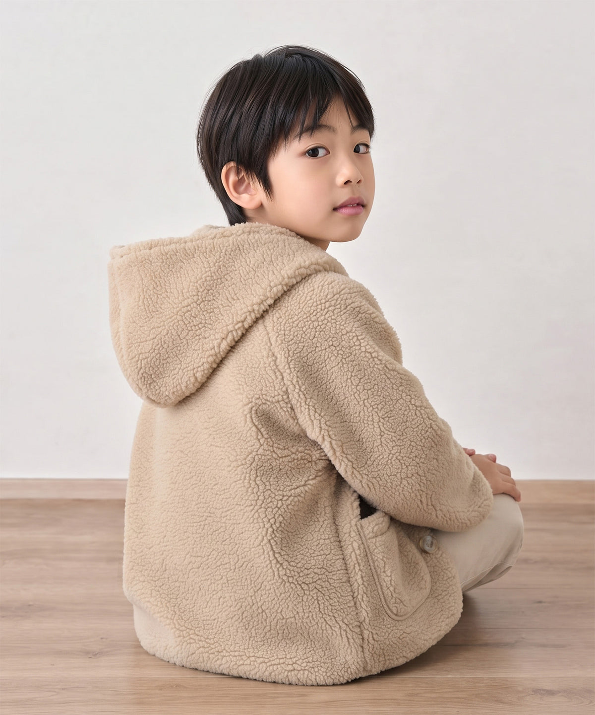 【aimoha KIDS】ふんわりあたたか ボアフードジャケット