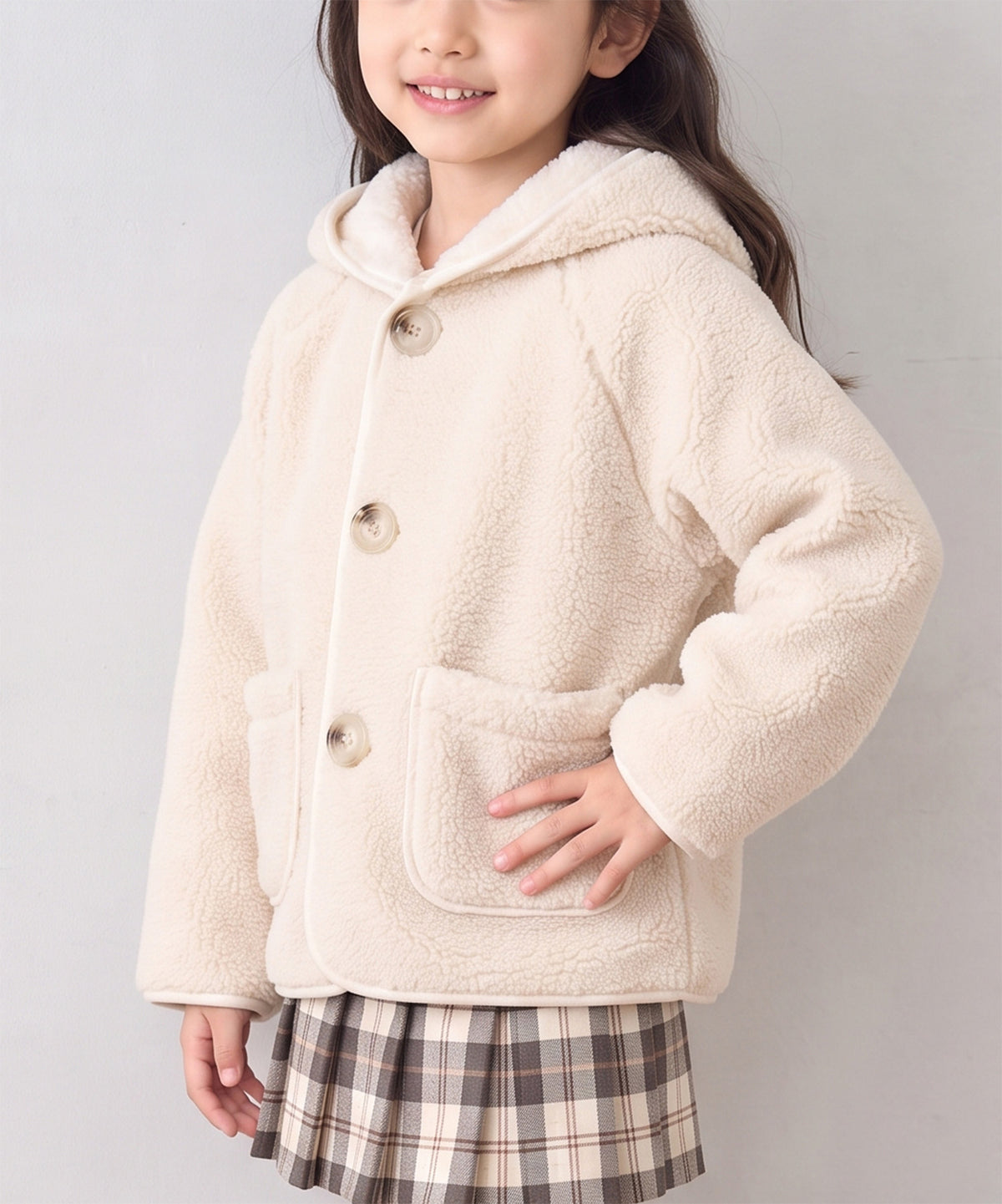 【aimoha KIDS】ふんわりあたたか ボアフードジャケット