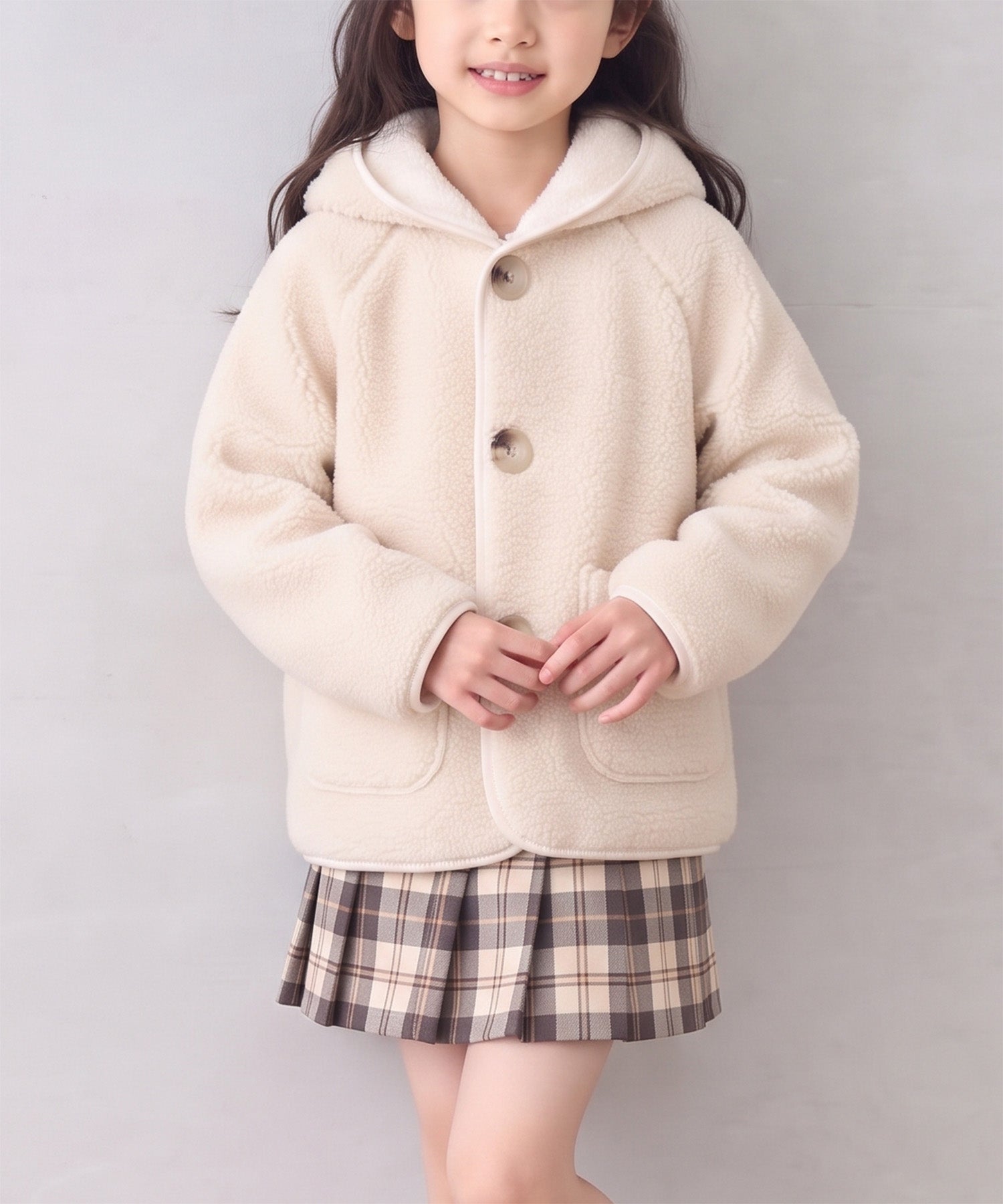 【aimoha KIDS】ふんわりあたたか ボアフードジャケット