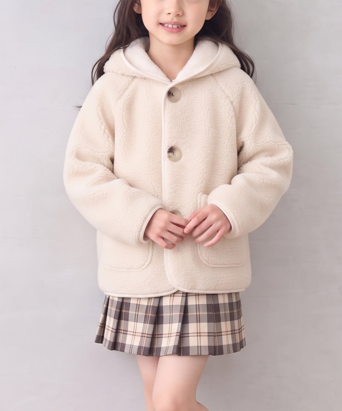 【aimoha KIDS】ふんわりあたたか ボアフードジャケット