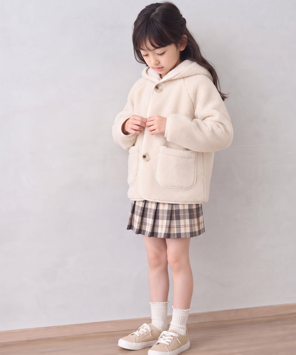 【aimoha KIDS】ふんわりあたたか ボアフードジャケット