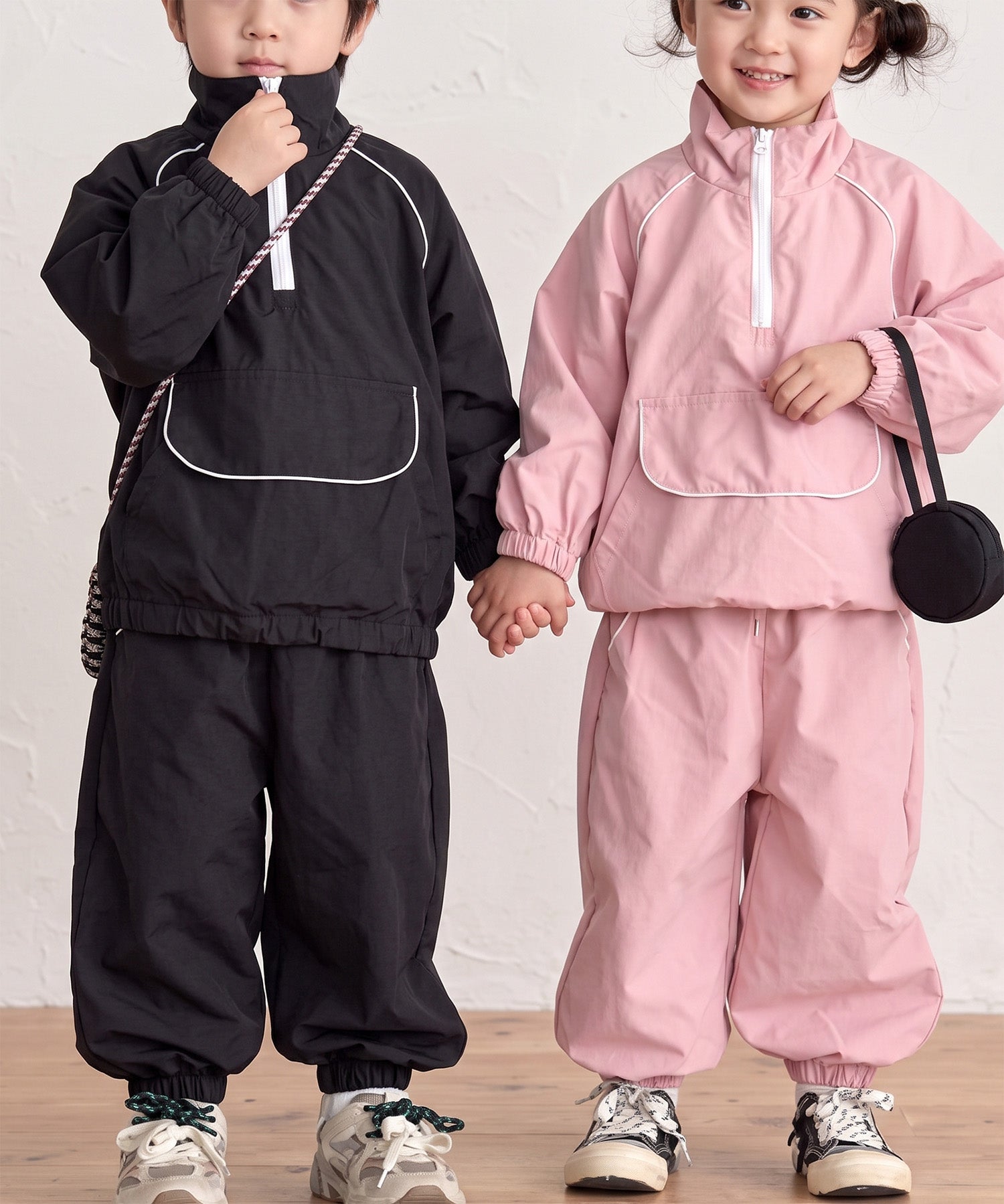 【aimoha KIDS】配色ライン アノラック＆ジョガーパンツセットアップ