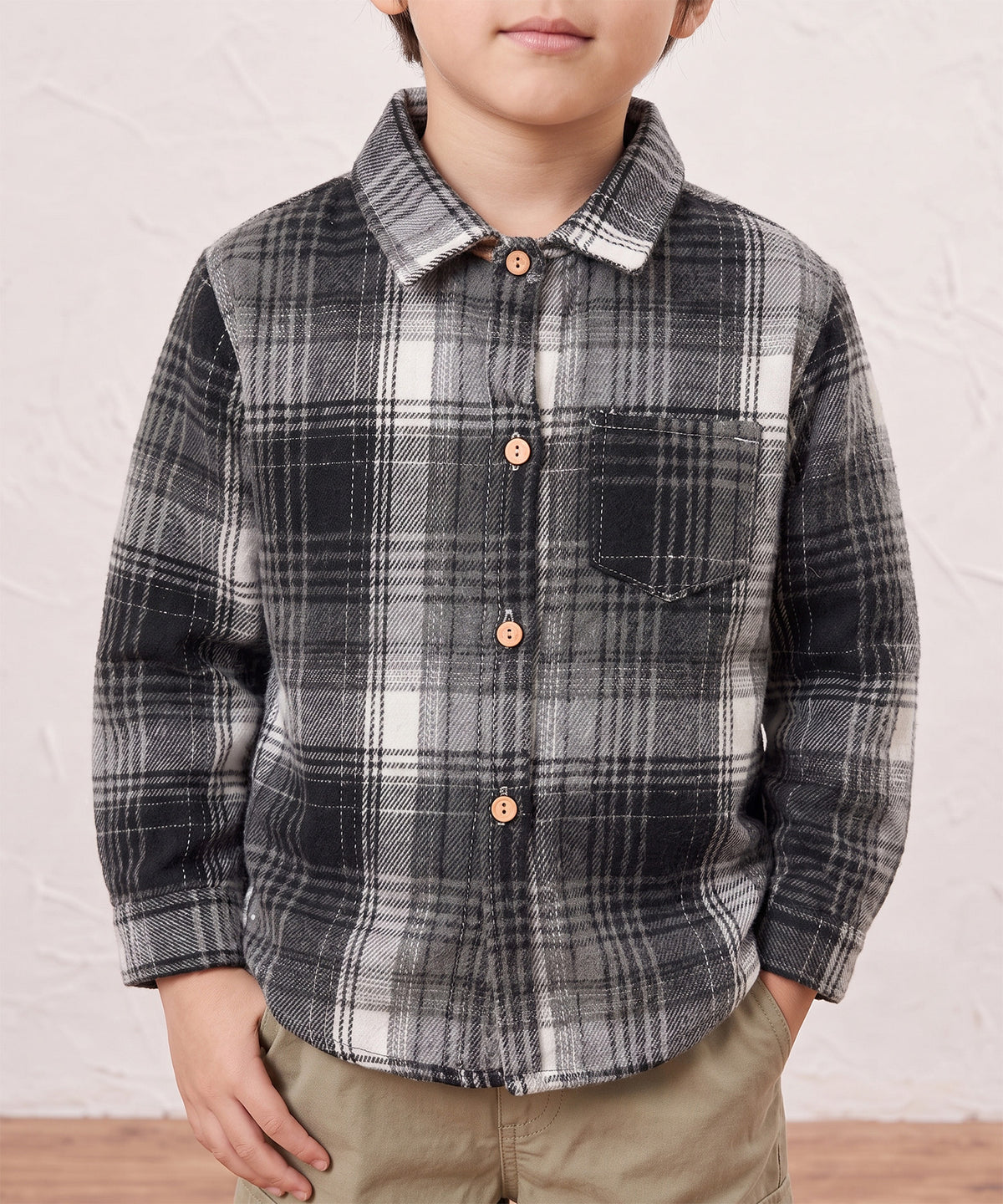 【aimoha KIDS】【90-150cm】チェック柄長袖シャツ