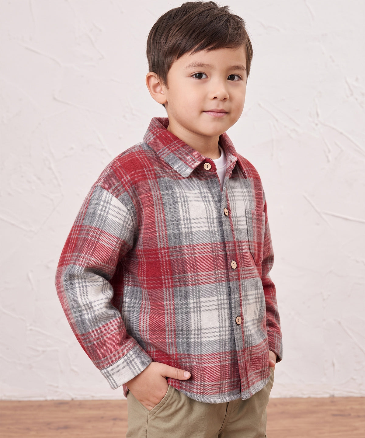 【aimoha KIDS】【90-150cm】チェック柄長袖シャツ