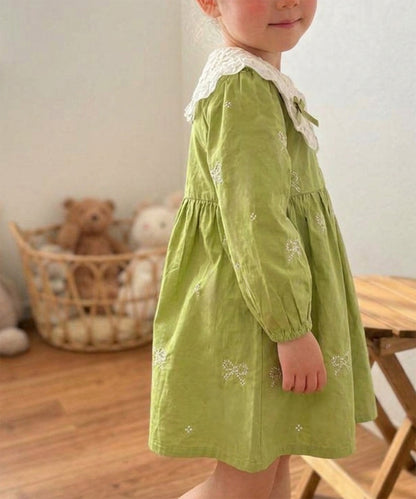 【aimoha KIDS】【90-130cm】レース襟リボン刺繍ワンピース