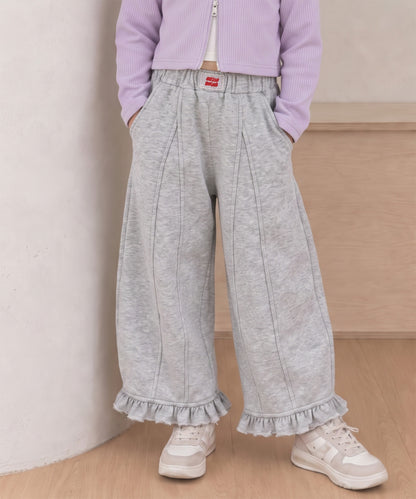 【aimoha KIDS】キャンディカラー  裾フリルスウェットカーブパンツ