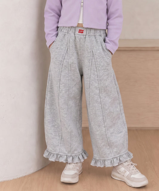 【aimoha KIDS】キャンディカラー  裾フリルスウェットカーブパンツ