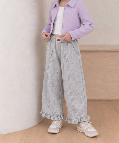 【aimoha KIDS】キャンディカラー  裾フリルスウェットカーブパンツ