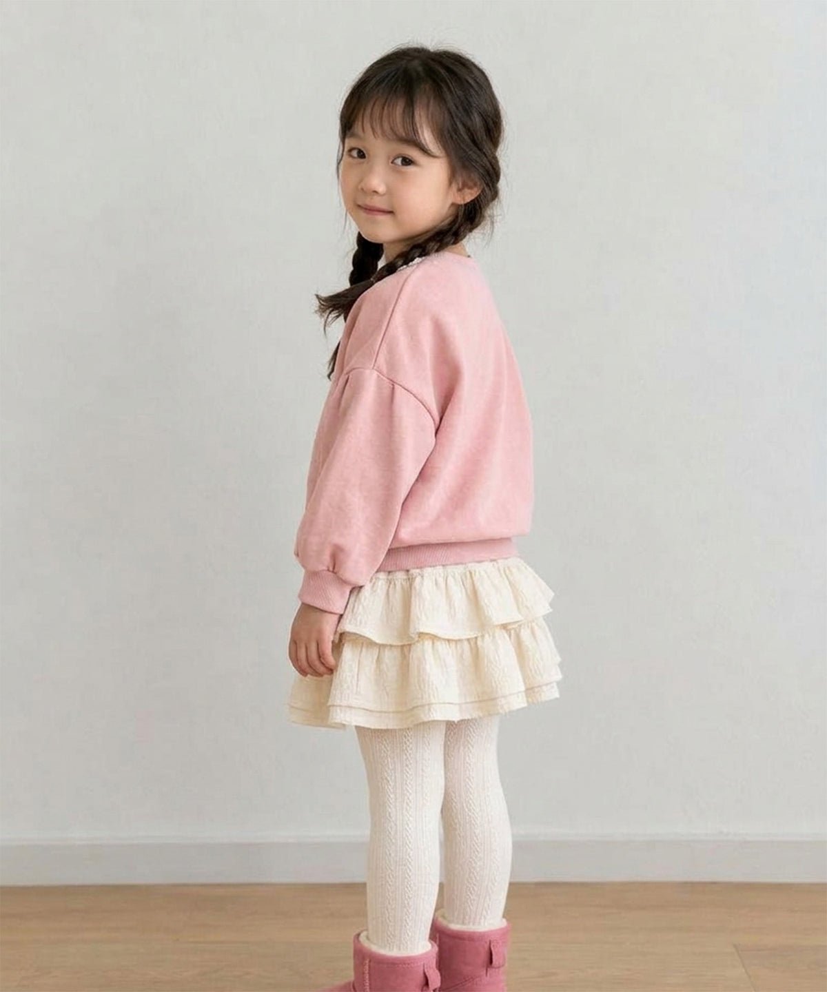 【aimoha KIDS】【90-130cm】いちごプリントパフスリーブ長袖Tシャツ