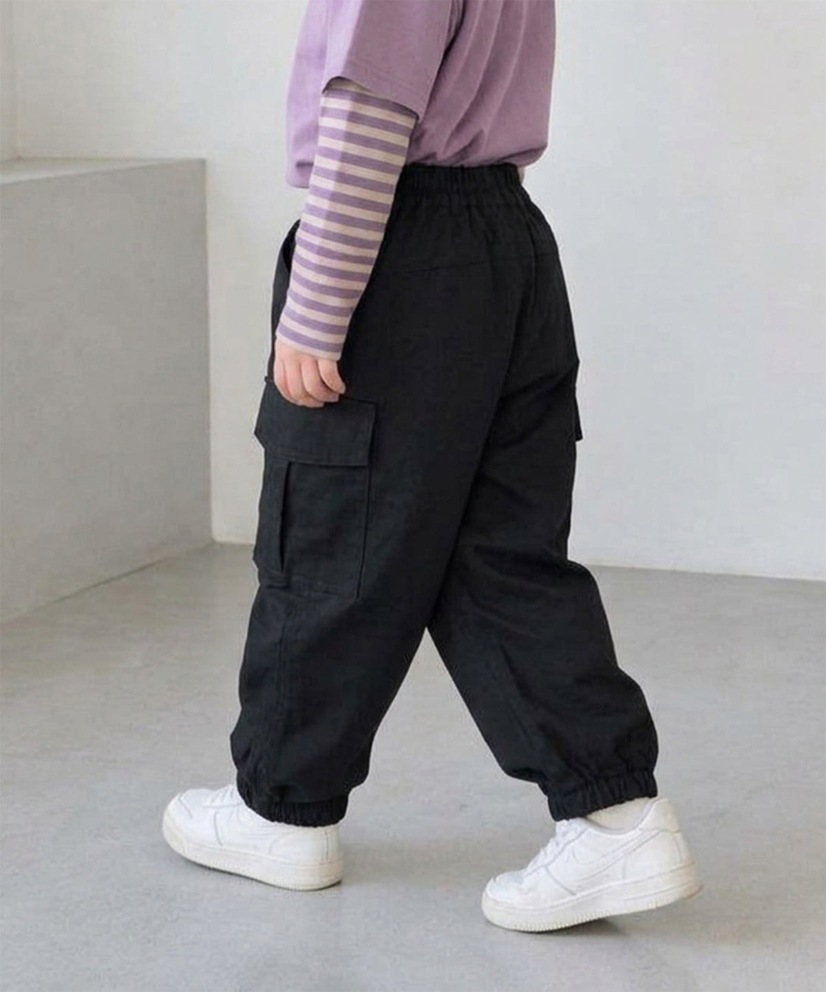 【aimoha KIDS】【90-130cm】ワイドカーゴジョガーパンツ