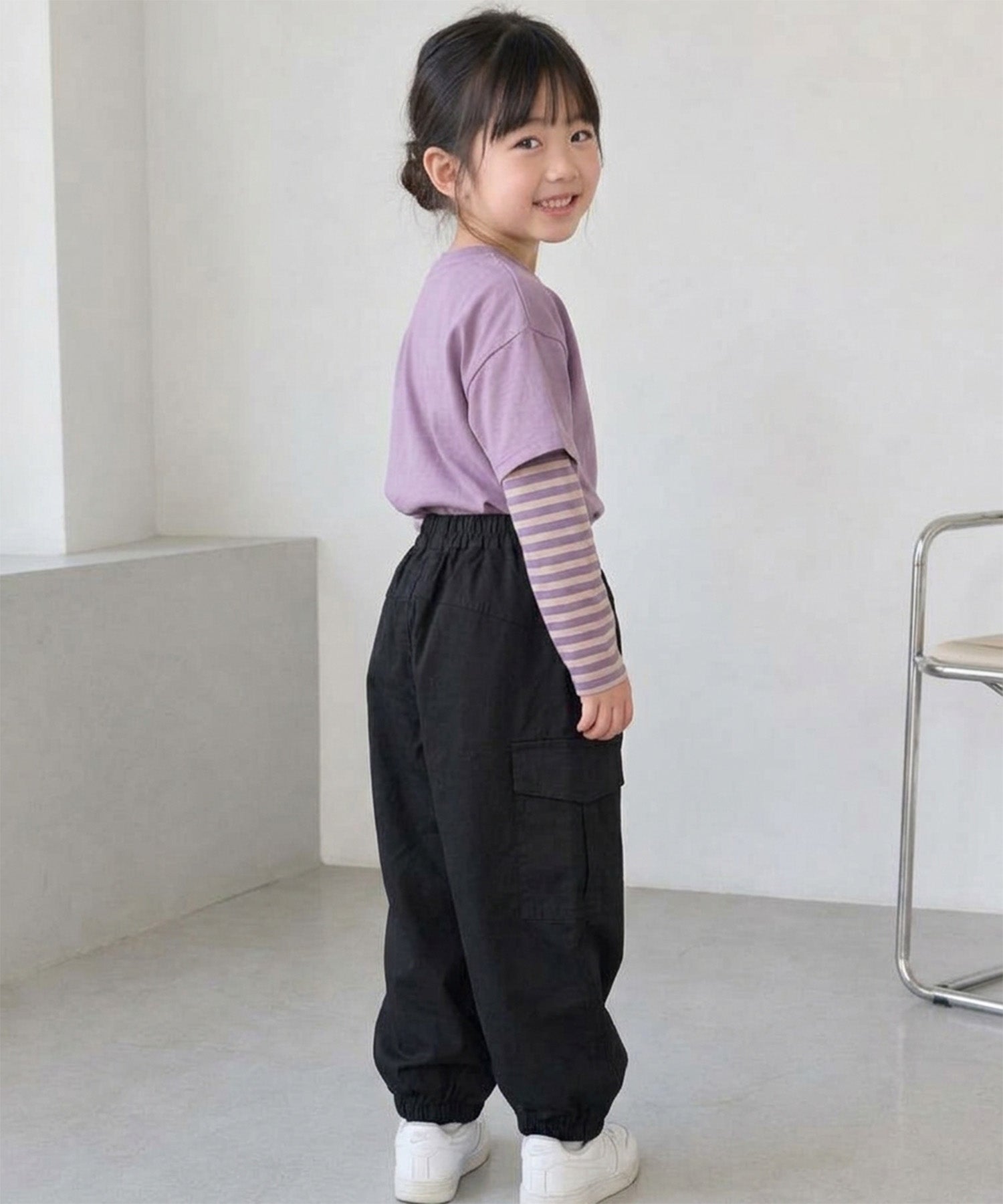 【aimoha KIDS】【90-130cm】ワイドカーゴジョガーパンツ