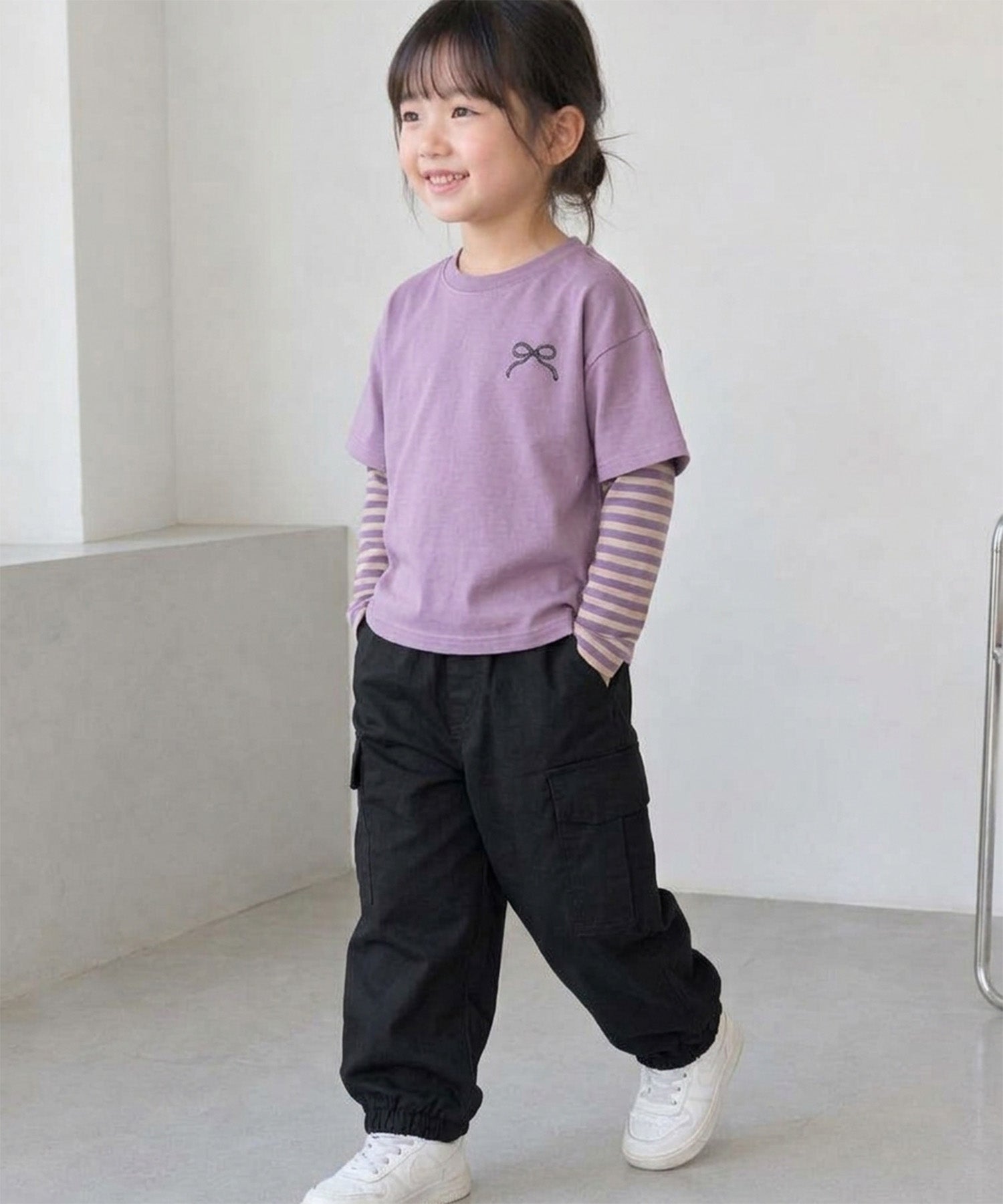 【aimoha KIDS】【90-130cm】ワイドカーゴジョガーパンツ