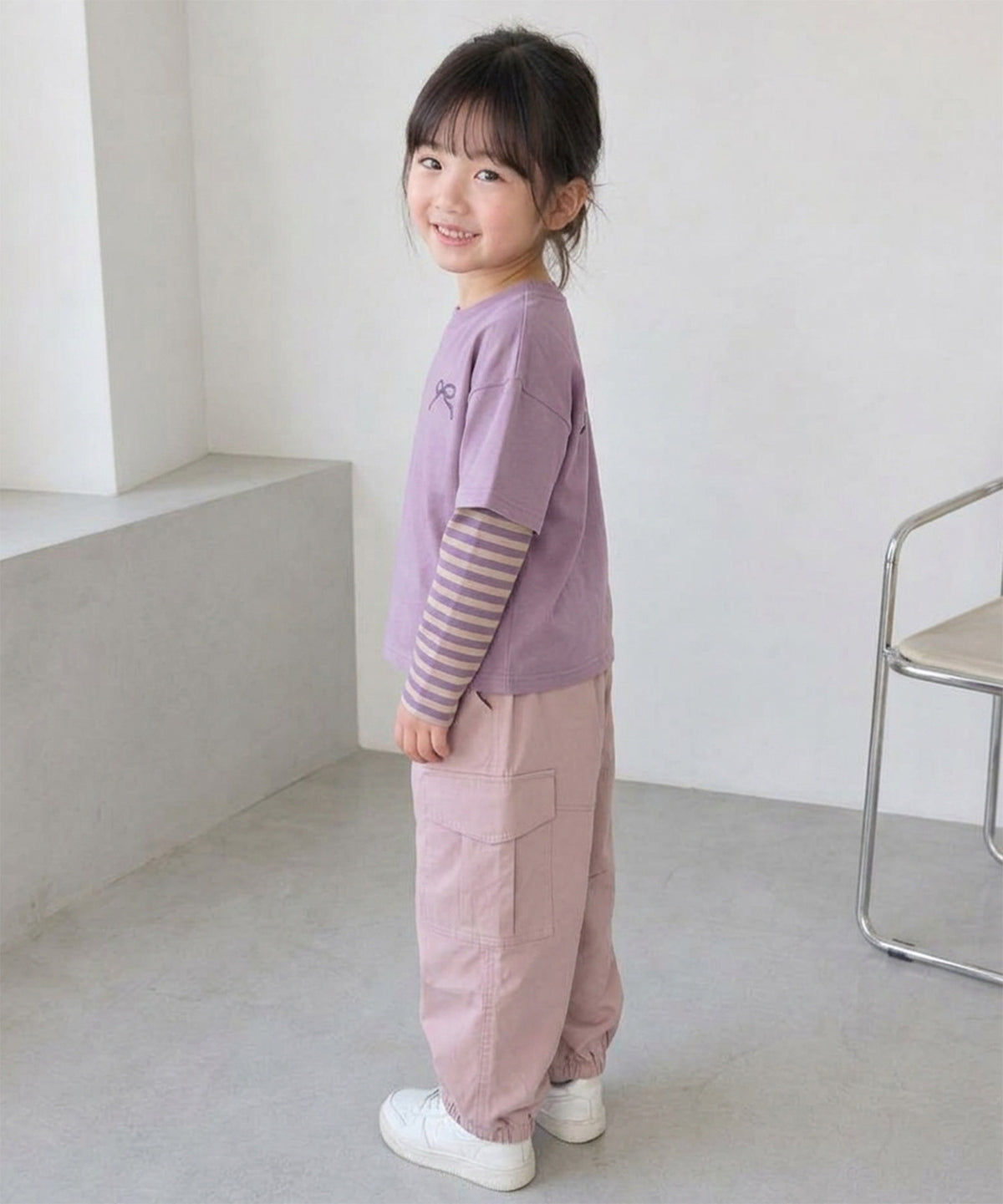 【aimoha KIDS】【90-130cm】ワイドカーゴジョガーパンツ