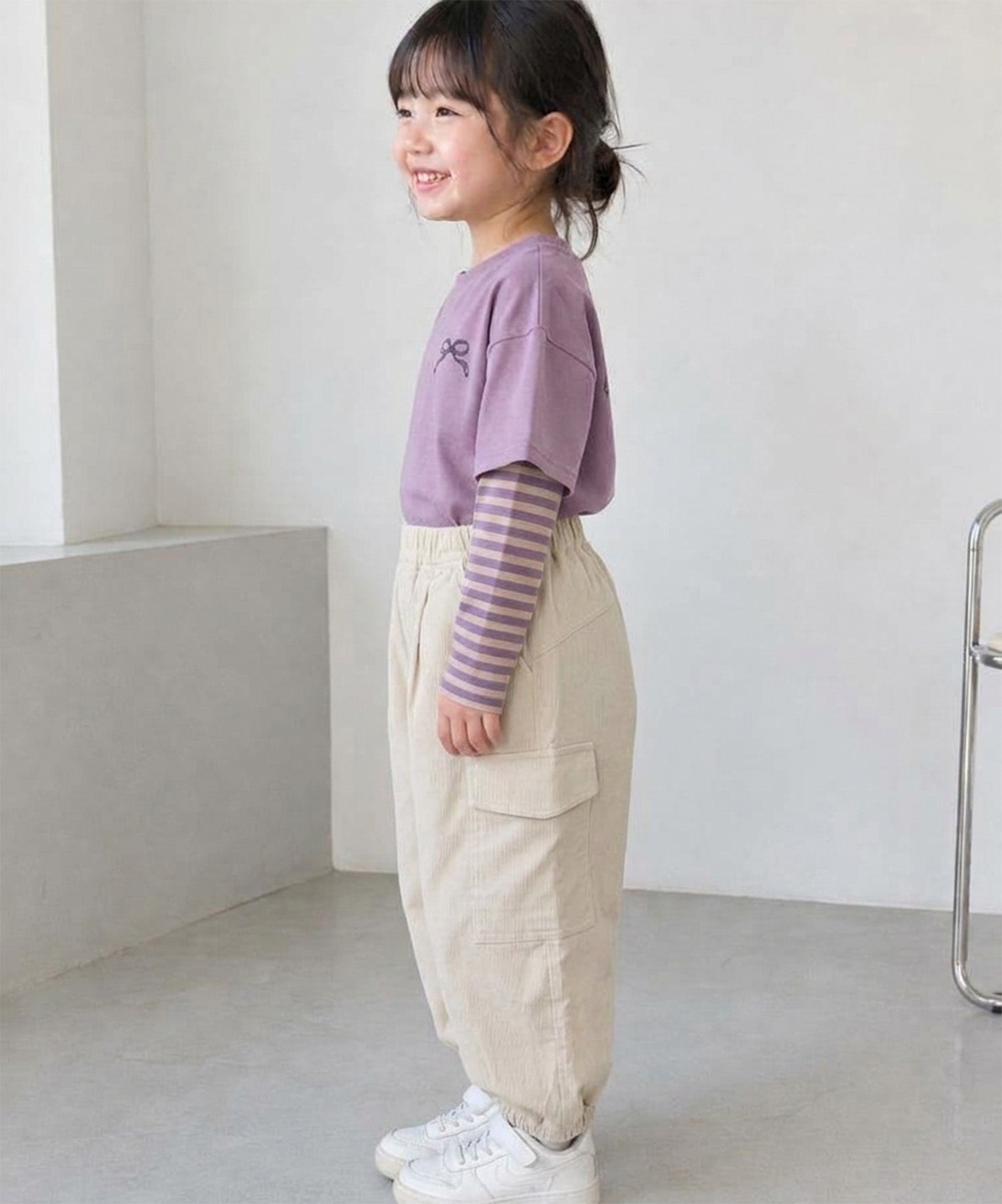 【aimoha KIDS】【90-130cm】ワイドカーゴジョガーパンツ