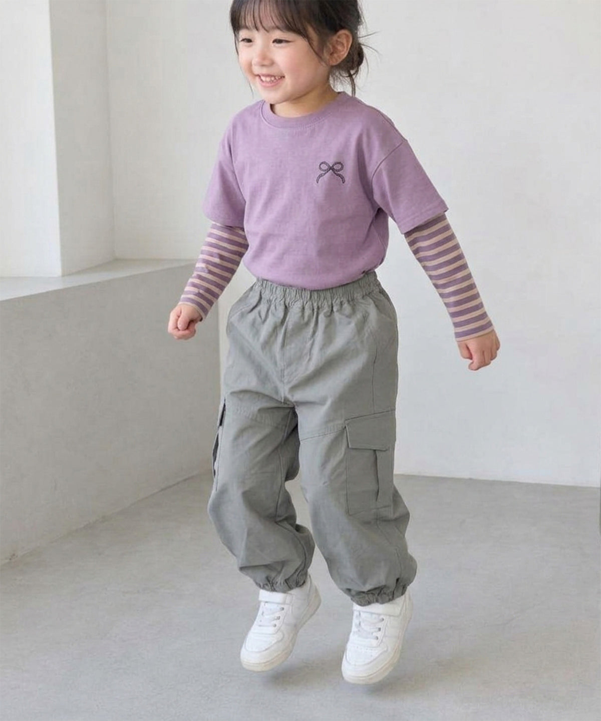 【aimoha KIDS】【90-130cm】ワイドカーゴジョガーパンツ