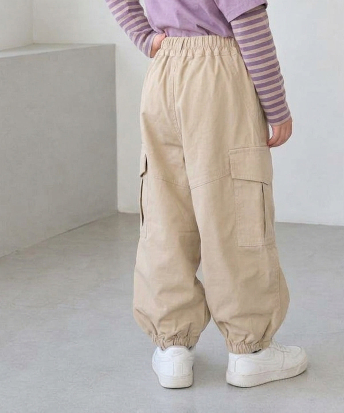 【aimoha KIDS】【90-130cm】ワイドカーゴジョガーパンツ