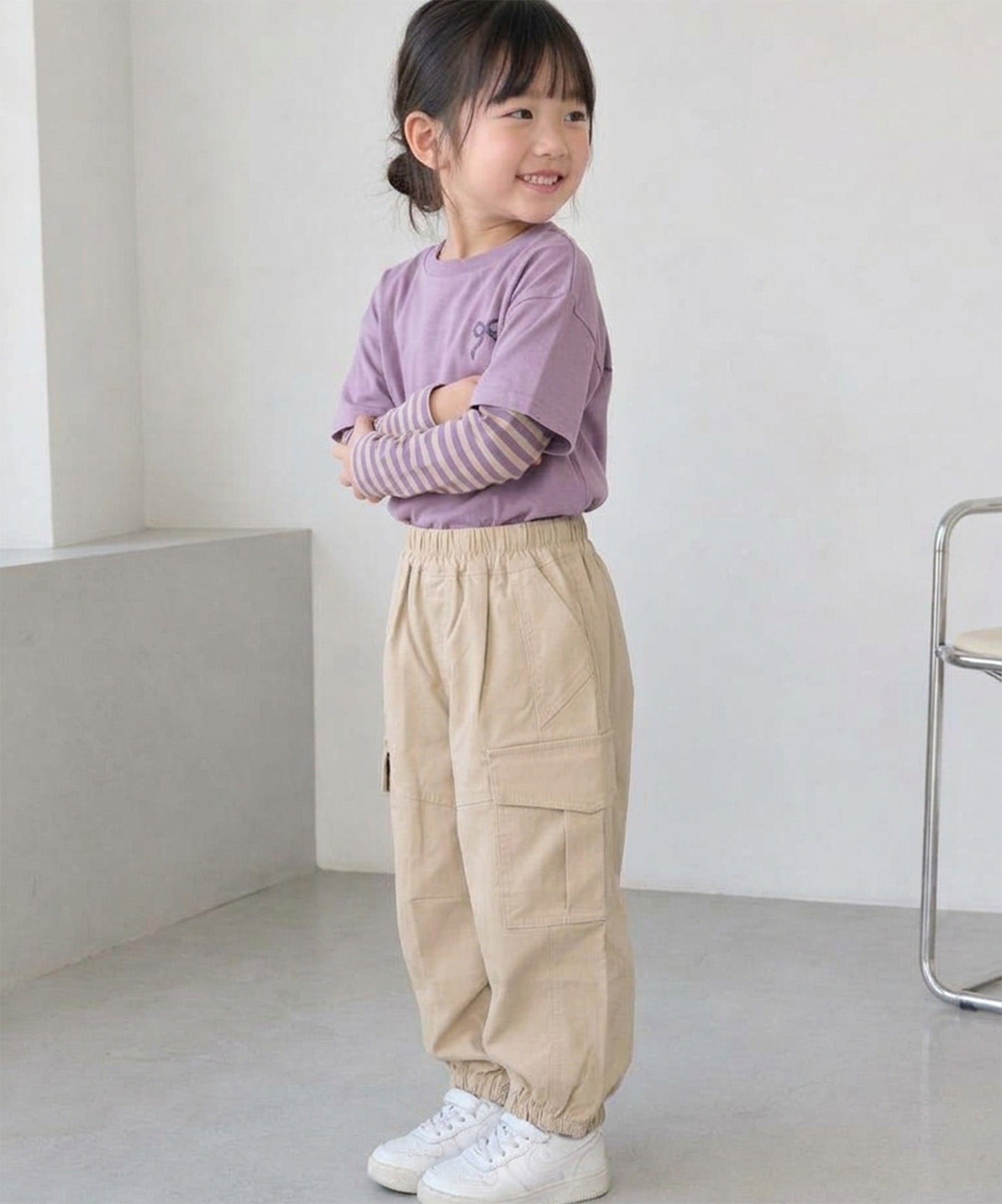 【aimoha KIDS】【90-130cm】ワイドカーゴジョガーパンツ